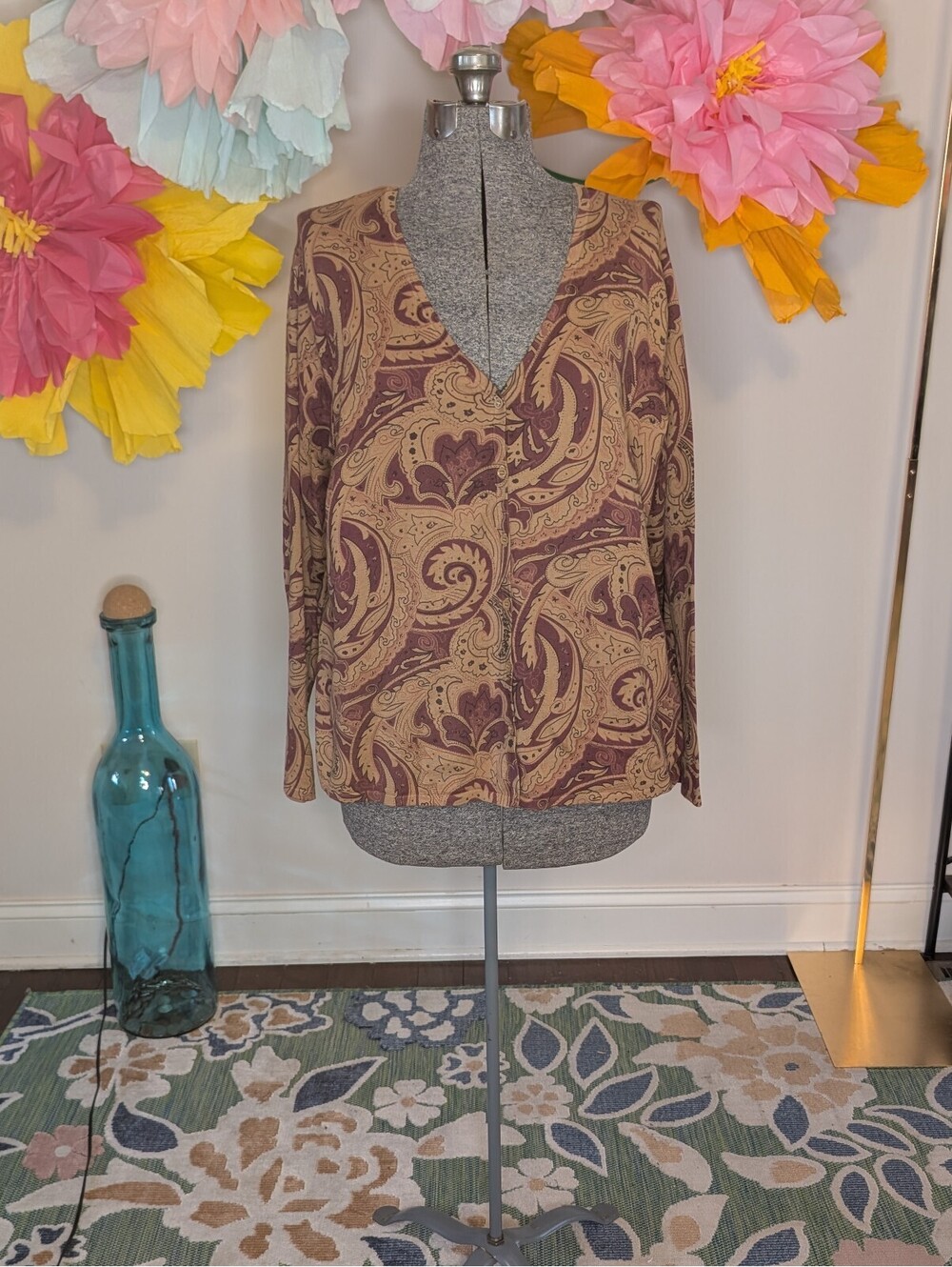 2037 - Peck & Peck Woman 2X Paisley Print Button-Up Cardigan/Blouse - Picture 1 of 6